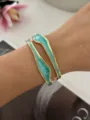 Elegante golvende open armband van turquoise emaille met luxe goudlaagje voor dames - Onregelmatige Ring Meerblauw