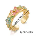 Enamel flower vine open ring with gold finish and weight measurement - Vintage Hollow Vine Ring (RI26Y0161-4)
