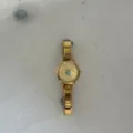 Vintage gold evil eye watch with round dial and elegant metallic link bracelet strap - A855 Gold Single Watch