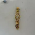 Vintage gold evil eye dial watch with elastic stretch link band for fashion stacking - Gold Watch (A854)