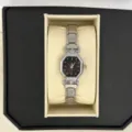 Elegant silver steel watch featuring an octagonal black dial inside a luxury gift box - Octagon Black Dial Watch / Silver