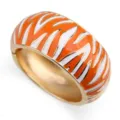 Bracciale rigido largo smaltato motivo zebra con finitura a goccia arancione e bianca - Motivo Zebra Arancio e Bianco