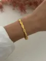 Elegant 18k gold-plated copper twisted bangle bracelet for women in minimalist ins style - Twisted Rope Style (A720-1)