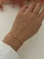 Dainty gold plated copper slave bracelet with zircon accents for a niche ins style look - Rhinestone Ring-Linked Bracelet (A720-4)