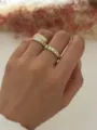 Gold and white enamel stackable rings with small zircons on hand - Geometric Ring Set (A720-6)