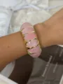 Schickes rosa-goldenes elastisches Armband in Bonbonfarben für einen modischen Look - 3D Rippen Elastisches Armband (Rosa Gold)