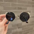 Cute children's sunglasses with gold metal frame and sparkling rhinestone bow accents - Gold Frame Grey Lens