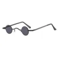 Lunettes de soleil rondes rétro avec monture en métal noir et verres gris foncé - Monture Ronde / Monture Noire Verres Gris