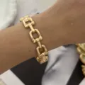 Elegant luxury gold-plated chunky link chain bracelet for stylish women fashion - Horshoe Link Chain Style (A761-1) / Gold