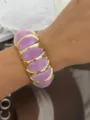 Bracciale elastico in resina marmorizzata viola con finiture dorate - Viola Taro