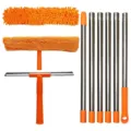 Comprehensive window cleaning kit components with chenille microfiber heads and extension poles - Extended Set