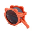 Cute orange bear ear foldable sunglasses for kids with UV protection and stylish design - Grey Lens / Orange Frame (Bear Fold-F2)