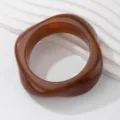 Bold fashion style irregular semi-transparent amber acrylic chunky bangle bracelet - Dark Brown
