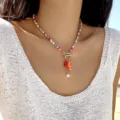 Collana di perline estiva bohémien con ciondoli a forma di pesce in ceramica e stella - Set Pesce Stella Marina Perla / Colorato