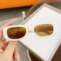 Lunettes de soleil rétro rectangulaires pour enfants avec monture blanc crème et verres bruns - Cadre Beige Verres Thé