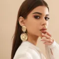 Elegant vintage gold-toned textured metal cowboy hat drop earrings for women party style - Hat Stud Earrings (603080) / Gold