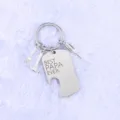 Detailansicht eines Vatertag-Schlüsselanhängers aus Edelstahl mit Werkzeuganhängern. - PAPA Gravierter Stil (BEST PAPA EVER.)