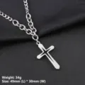 Trendige silberne Edelstahl-Kreuz-Halskette mit massiver Panzerkette für Herren - Hohles Kreuz Stil / 60cm NK-Kette / Silber