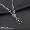 Collier homme en acier inoxydable avec pendentif étoile croisée argent et noir - Style de Plaque Carrée Croix à Goutte d'Huile / Chaîne NK 60cm / Noir Argenté