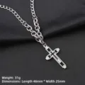 Pendentif croix en acier inoxydable argenté avec chaîne cubaine pour homme - Style de Croix Ajourée Multi-Tailles / Chaîne NK 60cm / Argent