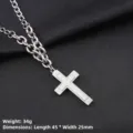 Collier pour hommes en acier inoxydable avec pendentif croix et chaîne à maillons épais. - Style de Croix Soudée / Chaîne NK 60cm / Argent