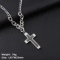Collier pour homme avec pendentif croix en acier inoxydable argenté et noir sur chaîne cubaine - Style de Croix Soudée / Chaîne NK 60cm / Noir