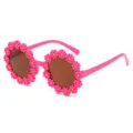 Occhiali da sole a margherita rosa per bambini con lenti marroni rotonde - Rosa