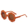 Cute orange sunflower sunglasses for toddlers and kids with UV protection lenses - Orange Red