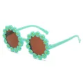 Süße Kinder Sonnenbrille in Mintgrün mit Gänseblümchen und braunen Gläsern - Grün