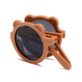 Gafas de sol plegables con forma de oso para niños y bebés con lentes de protección - Lente gris / Marco Café (Oso Plegable-F2)
