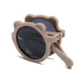Gafas de sol plegables para niños con forma de oso en un elegante acabado beige caqui - Lente gris / Marco Caqui (Oso Plegable-F2)