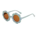 Cute light blue flower shaped kids sunglasses with orange lenses and UV protection - Light Blue