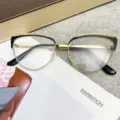 Elegant black and gold cat-eye blue light blocking glasses frame for computer use - Black & Gold / Photochromic Lenses