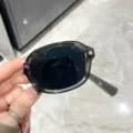 Occhiali da sole pieghevoli retrò con montatura trasparente grigio scuro anti-UV - Montatura Grigio Trasparente Pieghevole Lenti Grigie