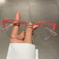 Gafas de ojo de gato rosas con filtro de luz azul y elegante montura de oro rosa - Oro rojo
