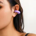 Ear cuff viola a coste da donna, orecchino a clip a spirale senza buco alla moda - Viola chiaro