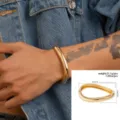 Bracciale rigido hip-hop irregolare lucidato oro per uomo con misure visualizzate - Stile Liscio Irregolare (8102391) / Oro