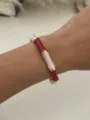 Bohemian-Armreif in Bambusform mit Emaille in Rot und Weiß sowie edlem Gold-Finish - Rot und Weiß Gold (1553)