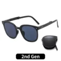 Classic black foldable sunglasses with high UV protection and square frame design - Generation 2 / Jazz Black