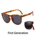 Folding anti-UV tortoiseshell frame sunglasses with classic dark lenses for style and travel - Ink Tortoise