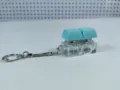 Dual mechanical switch fidget keychain with light blue keycaps and glowing LED light - Two-Key Thick Cover Style / No Light / Cyan