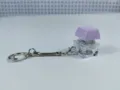 Lavender keycap mechanical switch keychain with glowing LED function and metal clasp. - One-Key Thick Cover Style / No Light / Purple