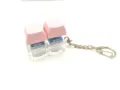 Mechanical keyboard switch keychain with pink keycaps, dual switch, portable decompression toy. - Solid Color With Light 2-Key - Pale Pink