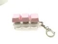 Pink macaron mechanical keyboard switch fidget keychain toy with transparent base - 3-Key Luminous / Pink