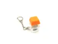 Detailed view of a clear mechanical keyboard switch keychain with an orange keycap - Solid Color 1-Button Game with Light - Orange