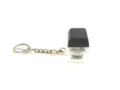 Close-up detail of LED mechanical keycap fidget toy keychain with a clear base - [with light] black