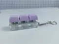 Μπρελόκ fidget διακόπτη μηχανικού πληκτρολογίου με μωβ πλήκτρα και διάφανο κλικ αντικείμενο - [3 πλήκτρων παχύ κάλυμμα κανονική αλυσίδα] μοβ