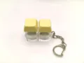 Cute mechanical keyboard switch keychain with dual yellow keycaps and portable metal ring. - Solid Color with Light (2 Keys) - Light Yellow