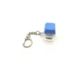 Detail view of a luminous mechanical keyboard keycap keychain with a blue cap - Solid Color 1-Button Game with Light - Blue