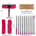 Window Squeegee Cleaning Set with 10 Extension Poles Pink Microfiber Replacement Cloths - Rose Red